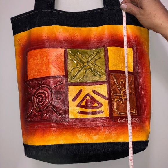 🌞HAND PAINTED Denim Shoulder Bag - Picture 2 of 6